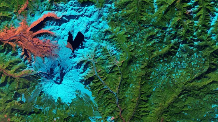 satellite imagery, Mount  St.  Helens HD Wallpaper Desktop Background