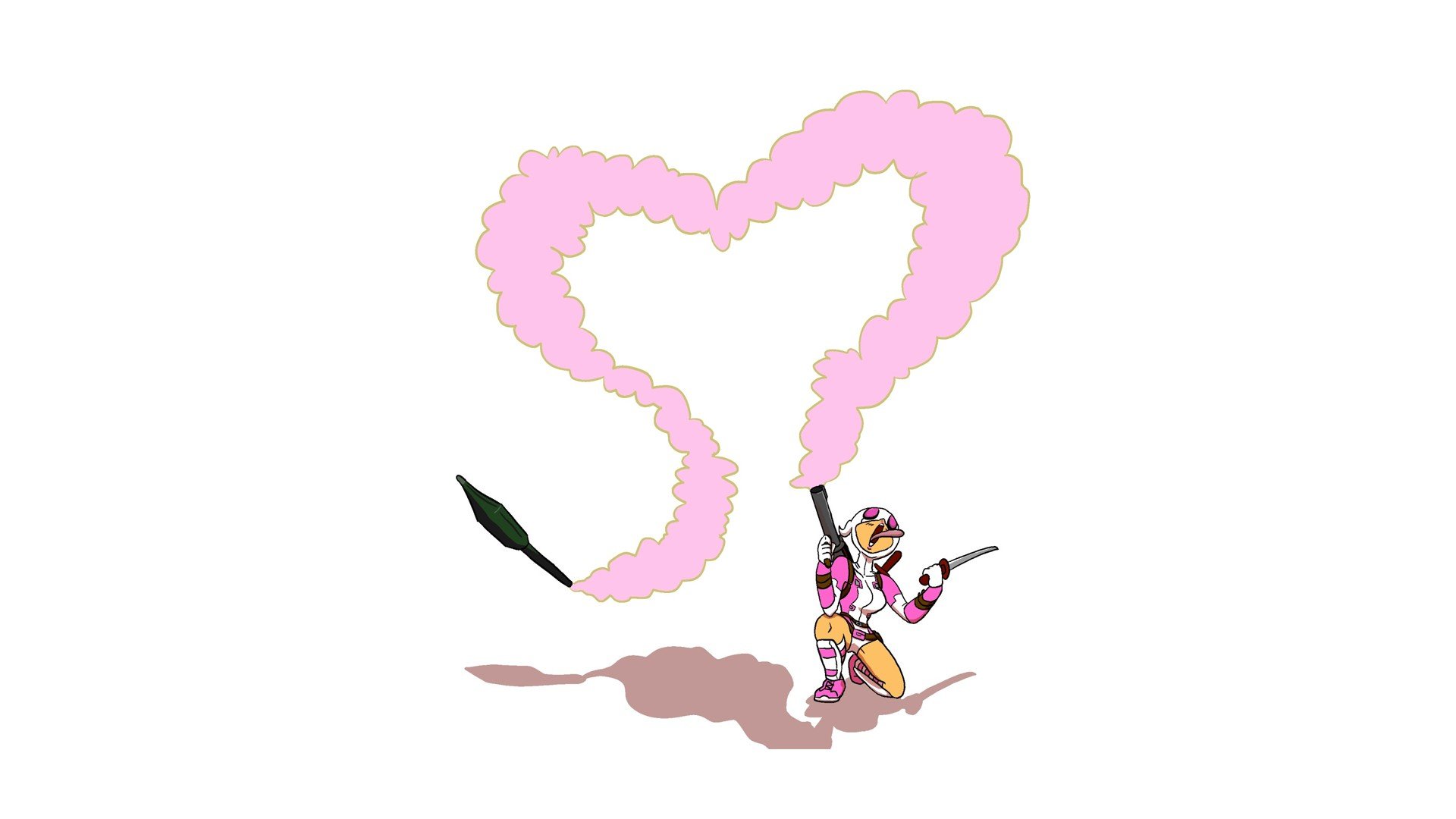 heart, Gwenpool, Pink, Simple background Wallpaper