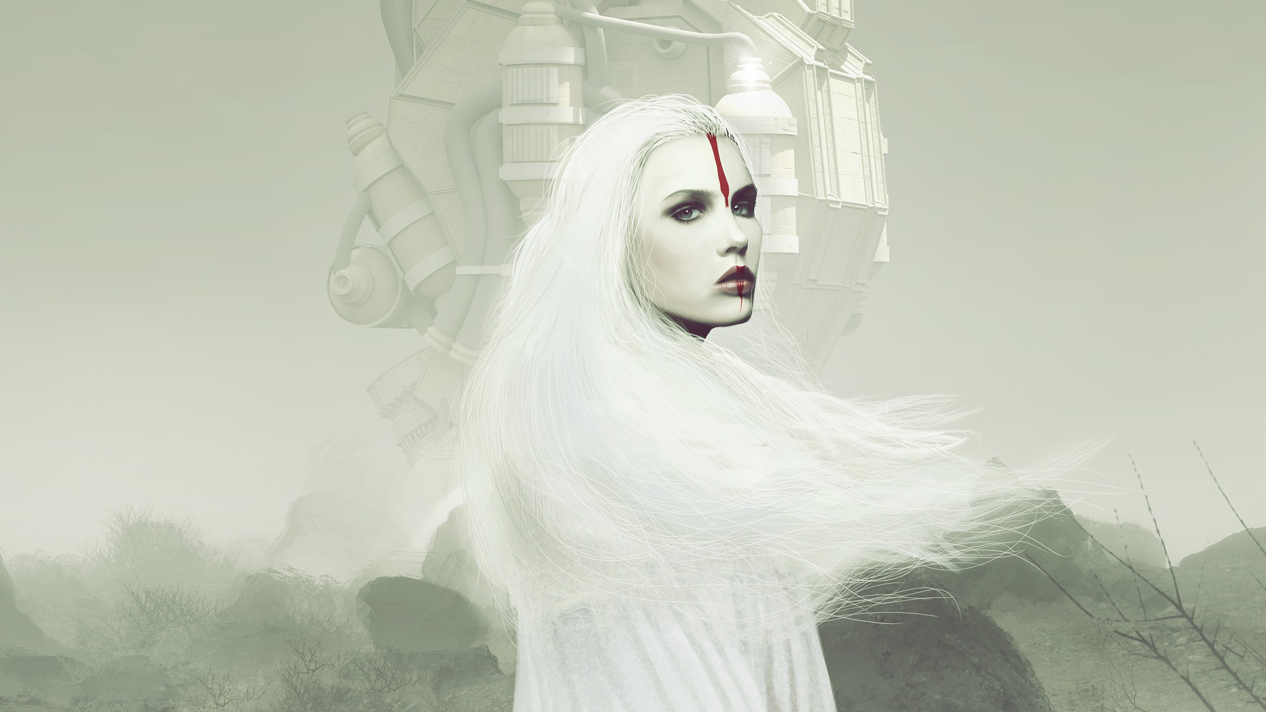 white hair, Pale, Science fiction, Spaceship Wallpaper