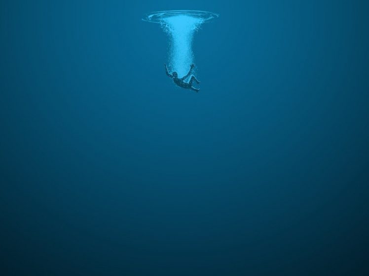 Person, Falling, Drowning, Water, Blue, Lost HD Wallpaper Desktop Background
