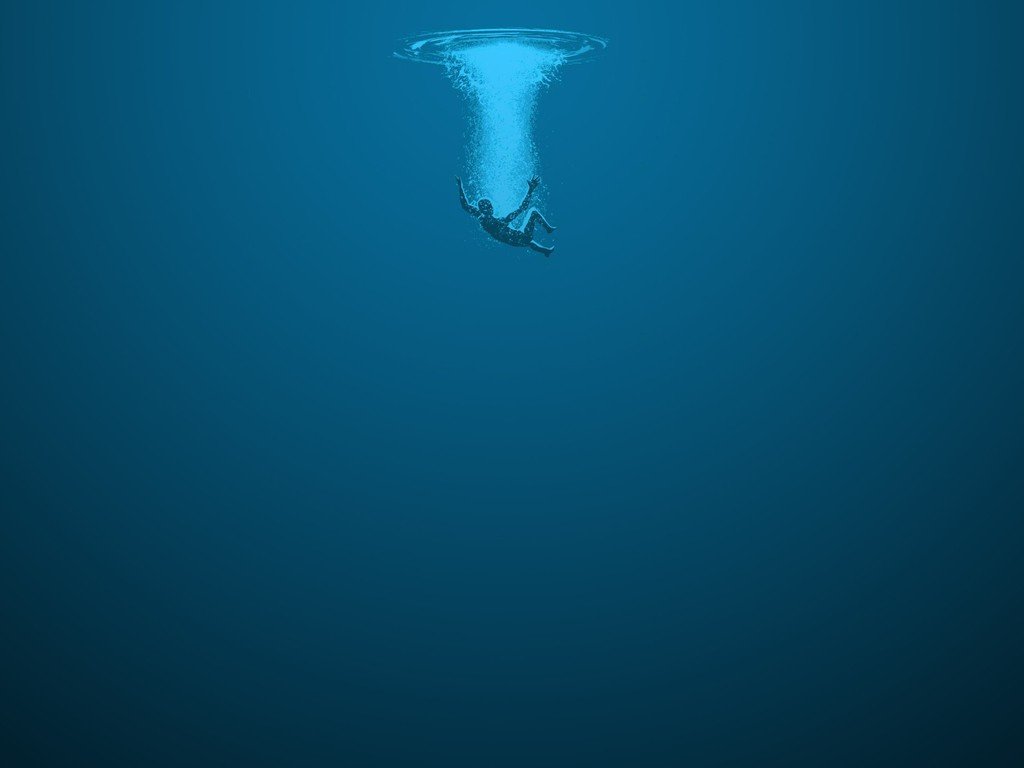 Person, Falling, Drowning, Water, Blue, Lost Wallpaper