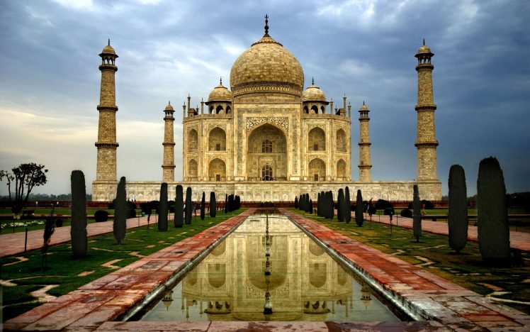 Indian, Architecture, Mausoleum, Building,  India, Taj Mahal, Ancient, Water, Trees HD Wallpaper Desktop Background
