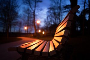 night, Park, Bench, Lantern