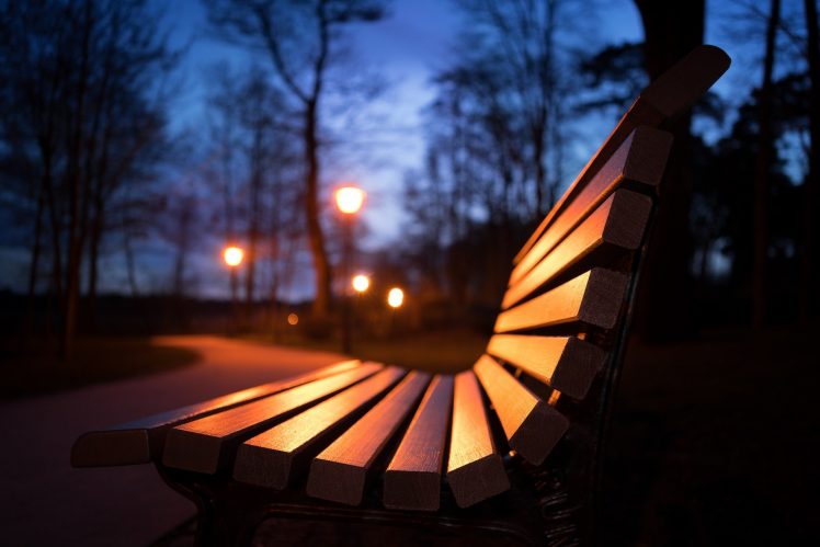 night, Park, Bench, Lantern HD Wallpaper Desktop Background