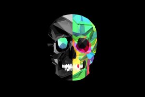 red eyes, Skull, Mexican Skull, Fire, Magic, Low poly