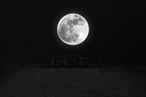 night, Stonehenge, Moon