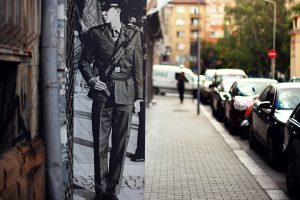 soldier, War, Street, Split view