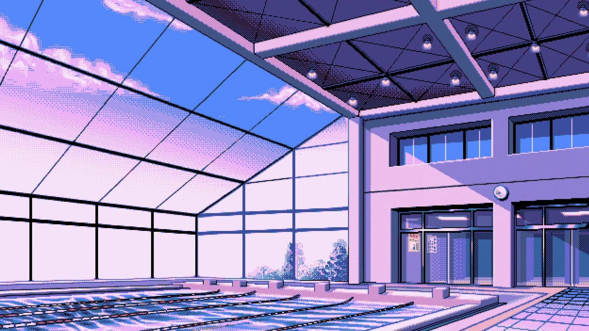 pixel art, Swimming pool, Window Wallpaper