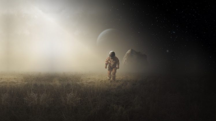 astronaut, Michał Klimczak, Science fiction, Planet HD Wallpaper Desktop Background