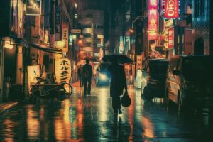 Masashi Wakui, Photography, Photo manipulation, Umbrella, Neon lights
