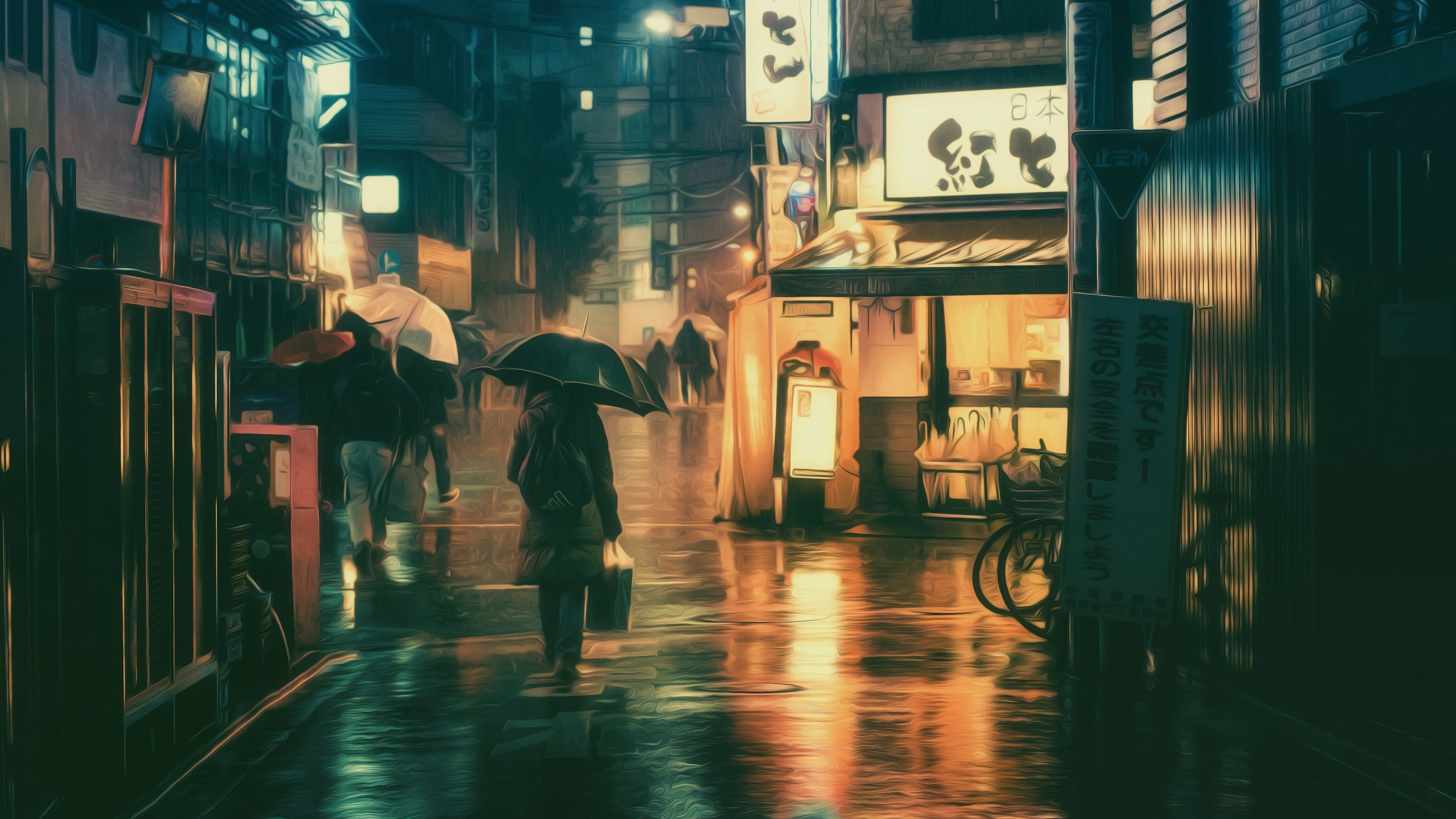 Masashi Wakui, Photography, Photo manipulation, Umbrella, Neon lights Wallpaper