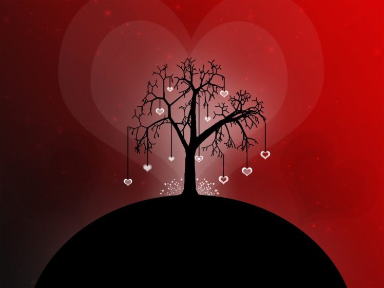 heart, Trees, Love, Red, Black and red, Black Wallpapers HD / Desktop and  Mobile Backgrounds