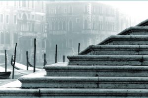architecture, Building, City, Cityscape, Stairs, Venice, Italy, River, Boat, Old building, Monochrome, Gondolas