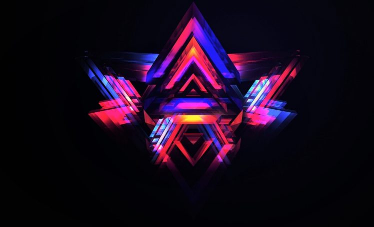 Bright Red Blue Triangle Black Pink Dark Symmetry Wallpapers