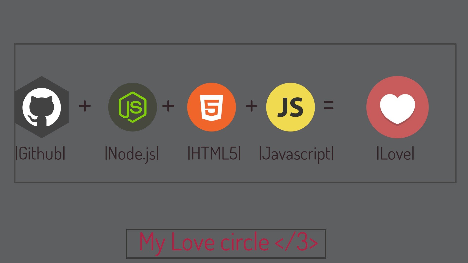 Github, Node.js, HTML, JavaScript, Web design, Love, Flatdesign