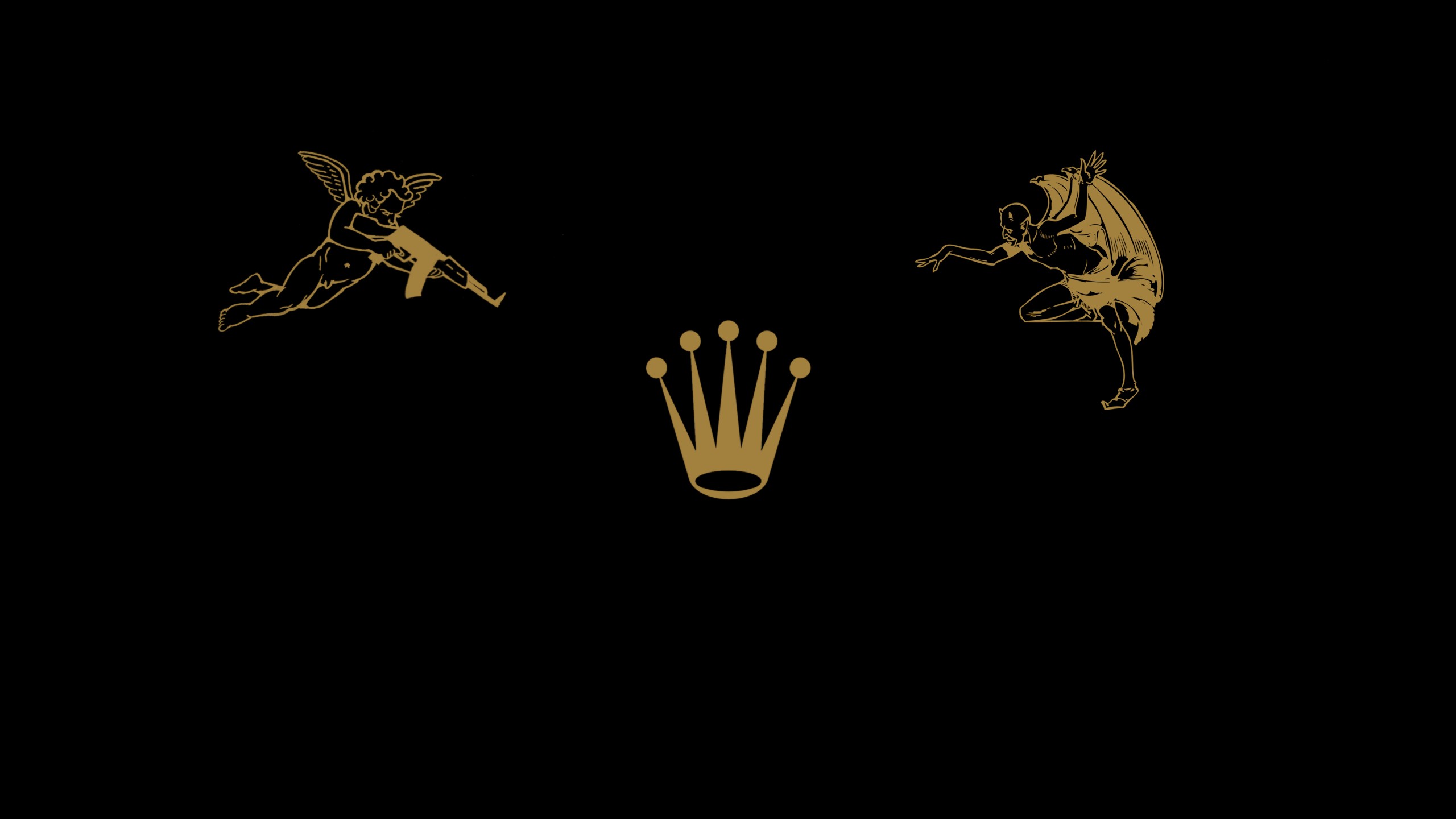 logo, Black background, Drawing, Rolex, Devils, AK 47 Wallpaper