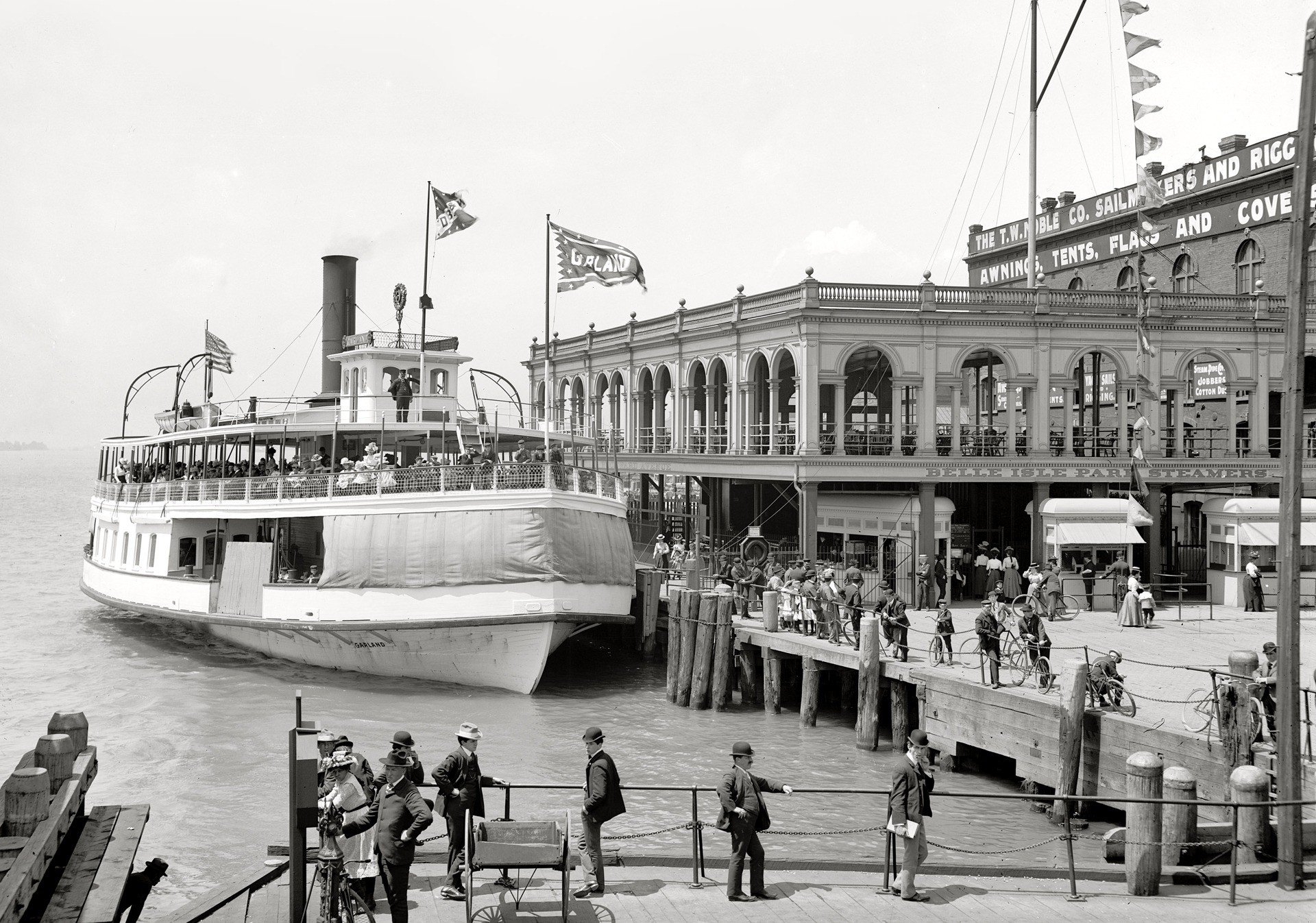 vintage, Detroit, Pier, Ship, USA, Old photos, Monochrome Wallpaper
