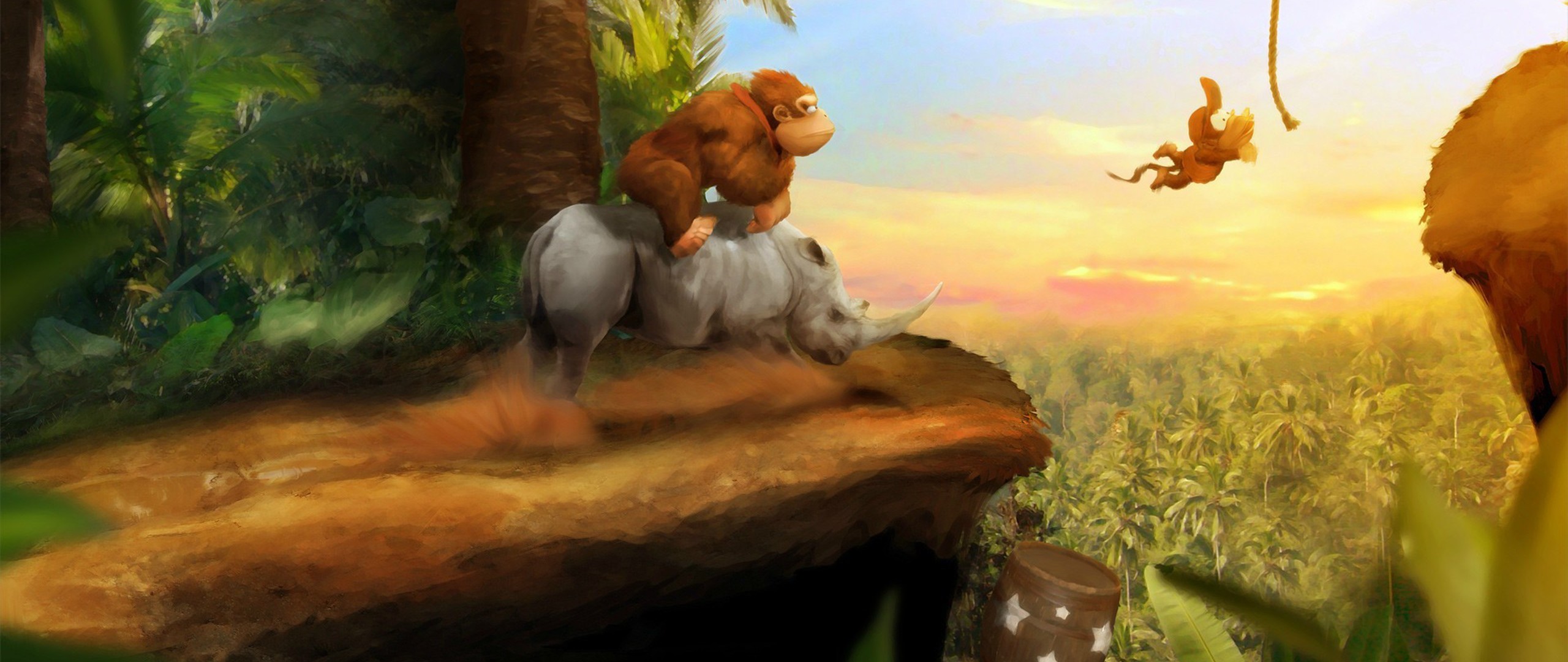 Donkey Kong, Ultra wide, Video games, Rhino, Monkey Wallpaper