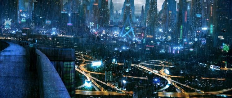 photography, Science fiction, Rain, Cityscape, Cyberpunk HD Wallpaper Desktop Background