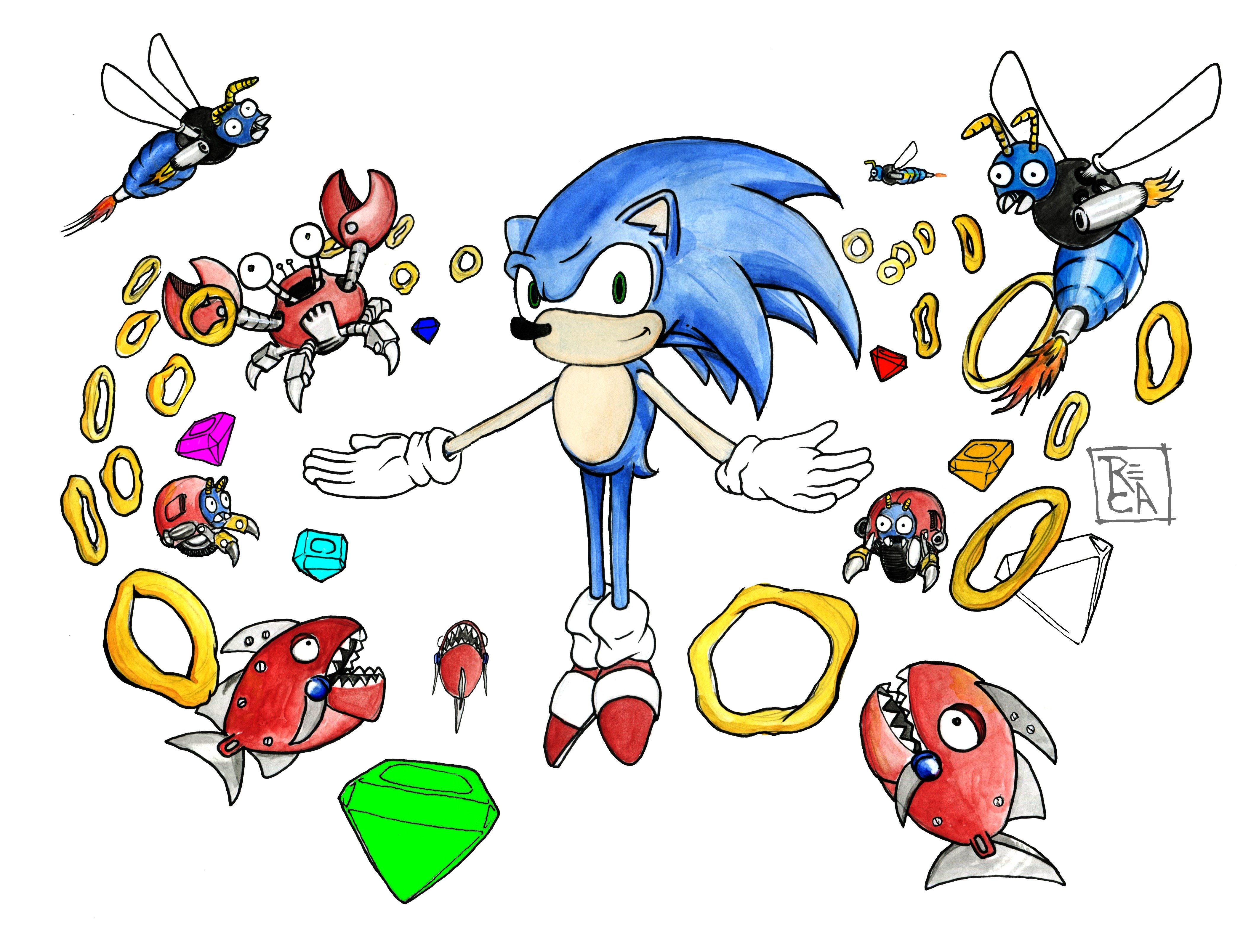 fan art, Illustration, Drawing, Sonic the Hedgehog, Video games, Sega Wallpaper