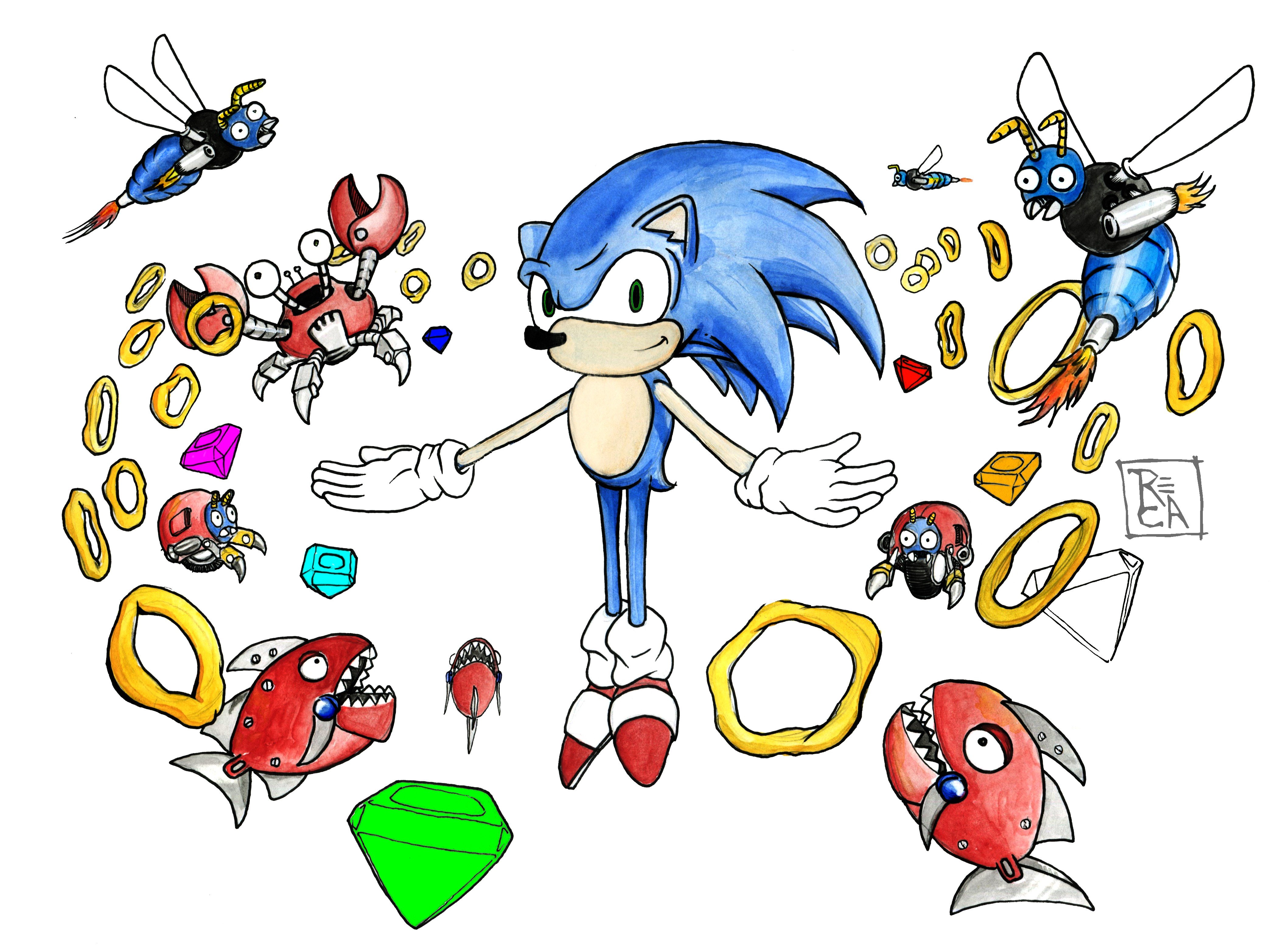 fan art, Illustration, Drawing, Sonic the Hedgehog, Video games, Sega Wallpaper