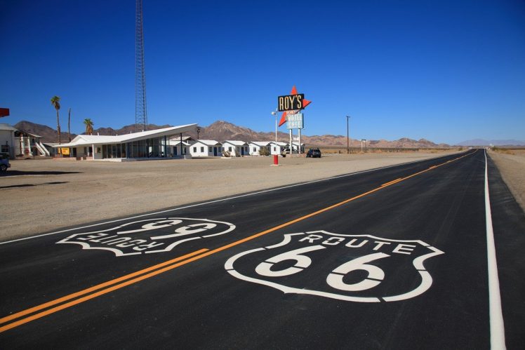 road, Route 66, USA, Highway, California, Motel, Restaurant, Sand, Desert HD Wallpaper Desktop Background