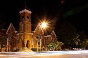long exposure, Light trails, Old building