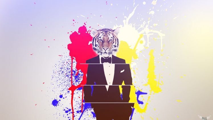 2D, Tiger, Suits HD Wallpaper Desktop Background