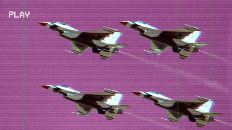 aircraft, Vaporwave, Glitch art, Multirole fighter, General Dynamics F 16 Fighting Falcon, VHS HD Wallpaper Desktop Background