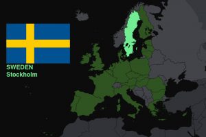flag, Sweden, Europe, Map
