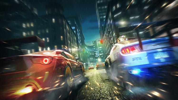 Need for Speed: No Limits, Video games, City, Night, Toyota 86, Ford Mustang GT, Ford Fiesta ST, Tuning, Motion blur, Need for Speed, Mazda RX 7 HD Wallpaper Desktop Background
