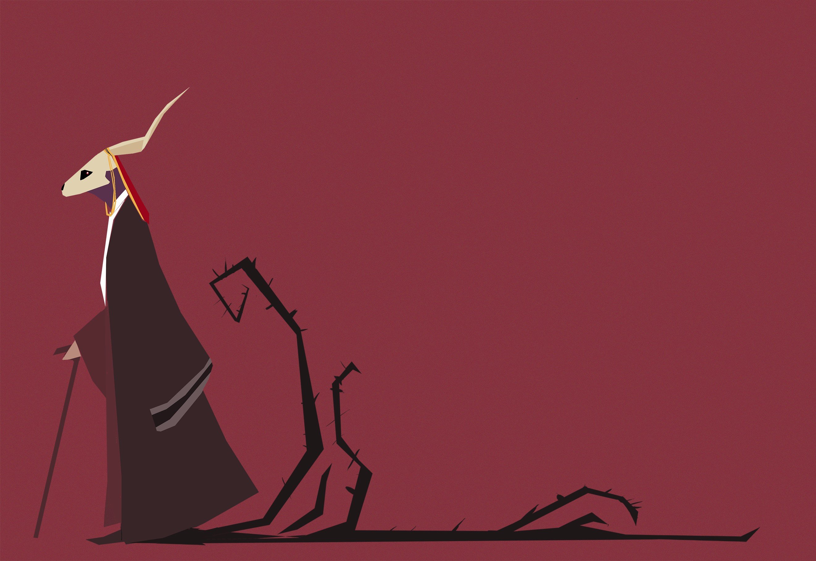 minimalism, Red background, Mahoutsukai no Yome Wallpaper