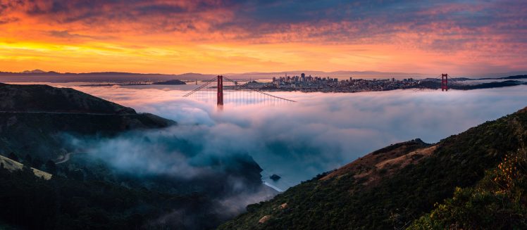 bridge, Mist, Golden Gate Bridge, San Francisco, USA HD Wallpaper Desktop Background
