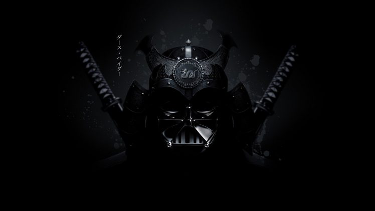 Darth Vader, Samurai, Black background HD Wallpaper Desktop Background