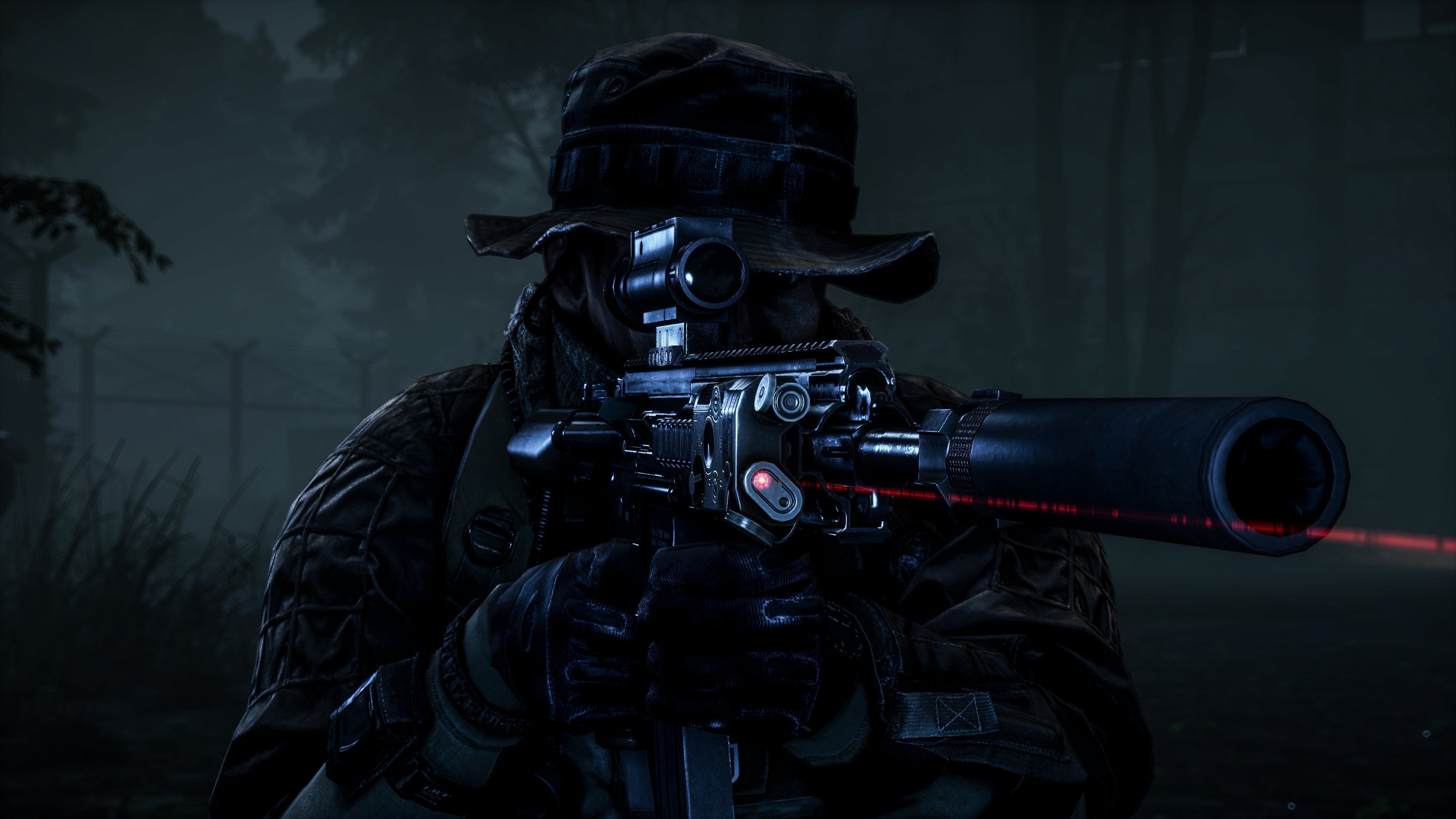 gun, Night, Camouflage, Weapon, Call of Duty 4: Modern Warfare Wallpaper