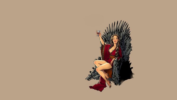 Cersei Lannister, Pinup models, Game of Thrones, Simple background HD Wallpaper Desktop Background