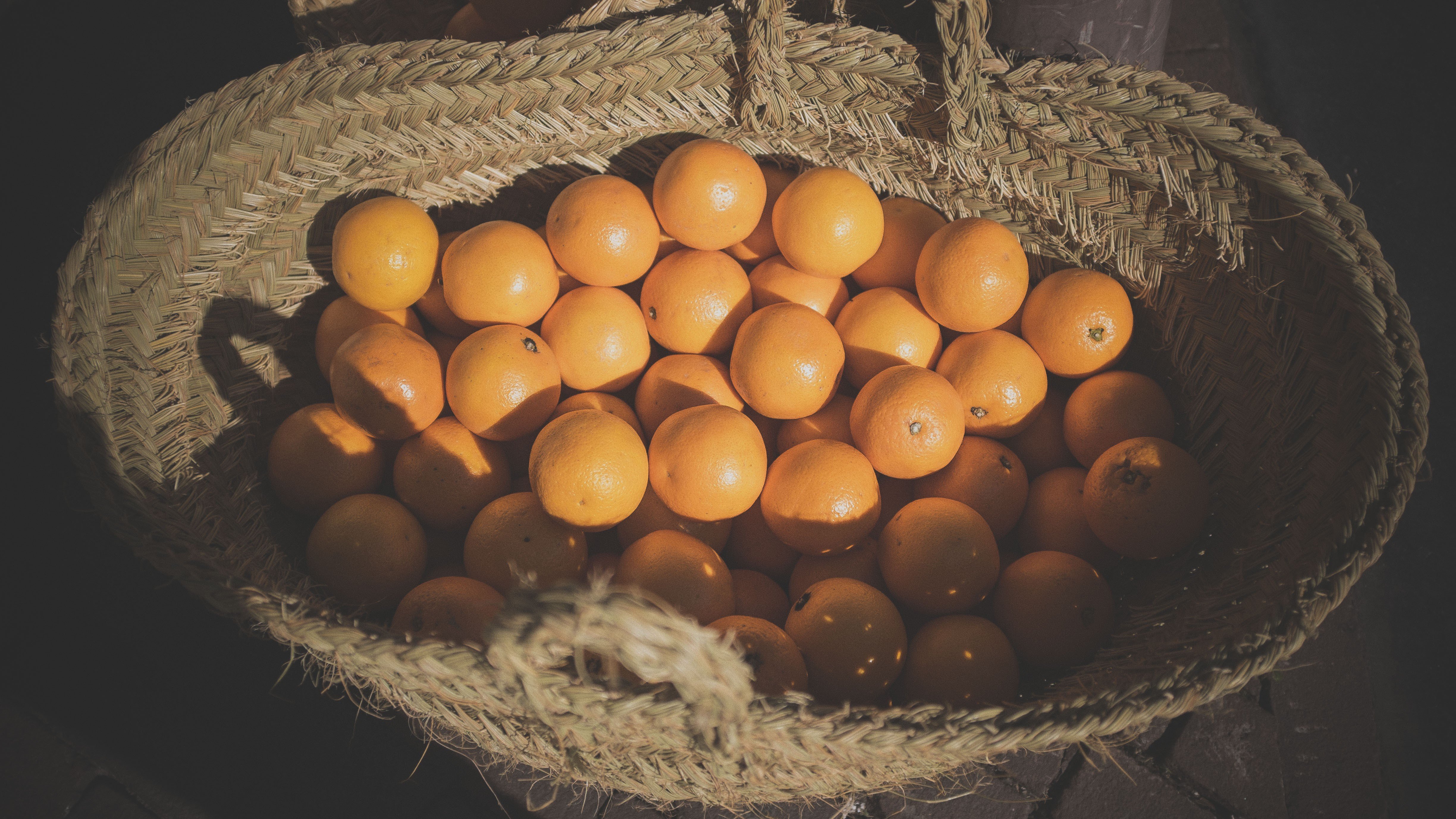 baskets, Orange (fruit) Wallpaper