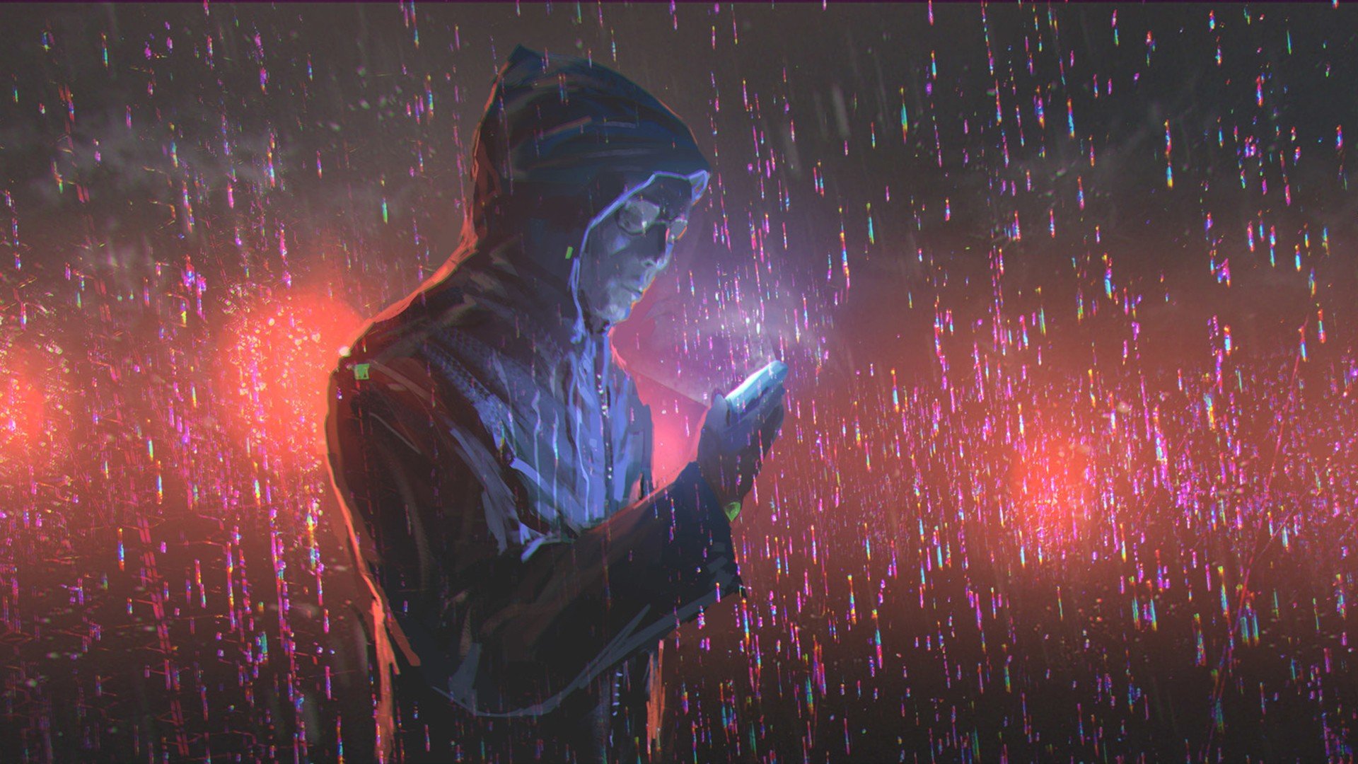Adrian Retana, Rain, Phone, Sunglasses, Hoods Wallpaper