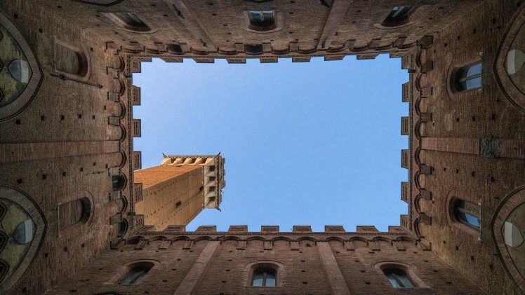 castle, Siena, Italy, Piazza del Campo, Campo Square, Mangia Tower, Torre del Mangia, Tuscany HD Wallpaper Desktop Background