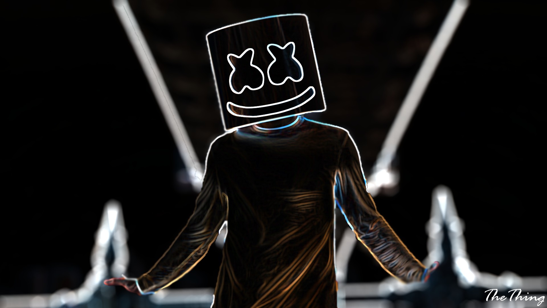 Marshmello Neon Musical Instrument Wallpapers Hd Desktop And