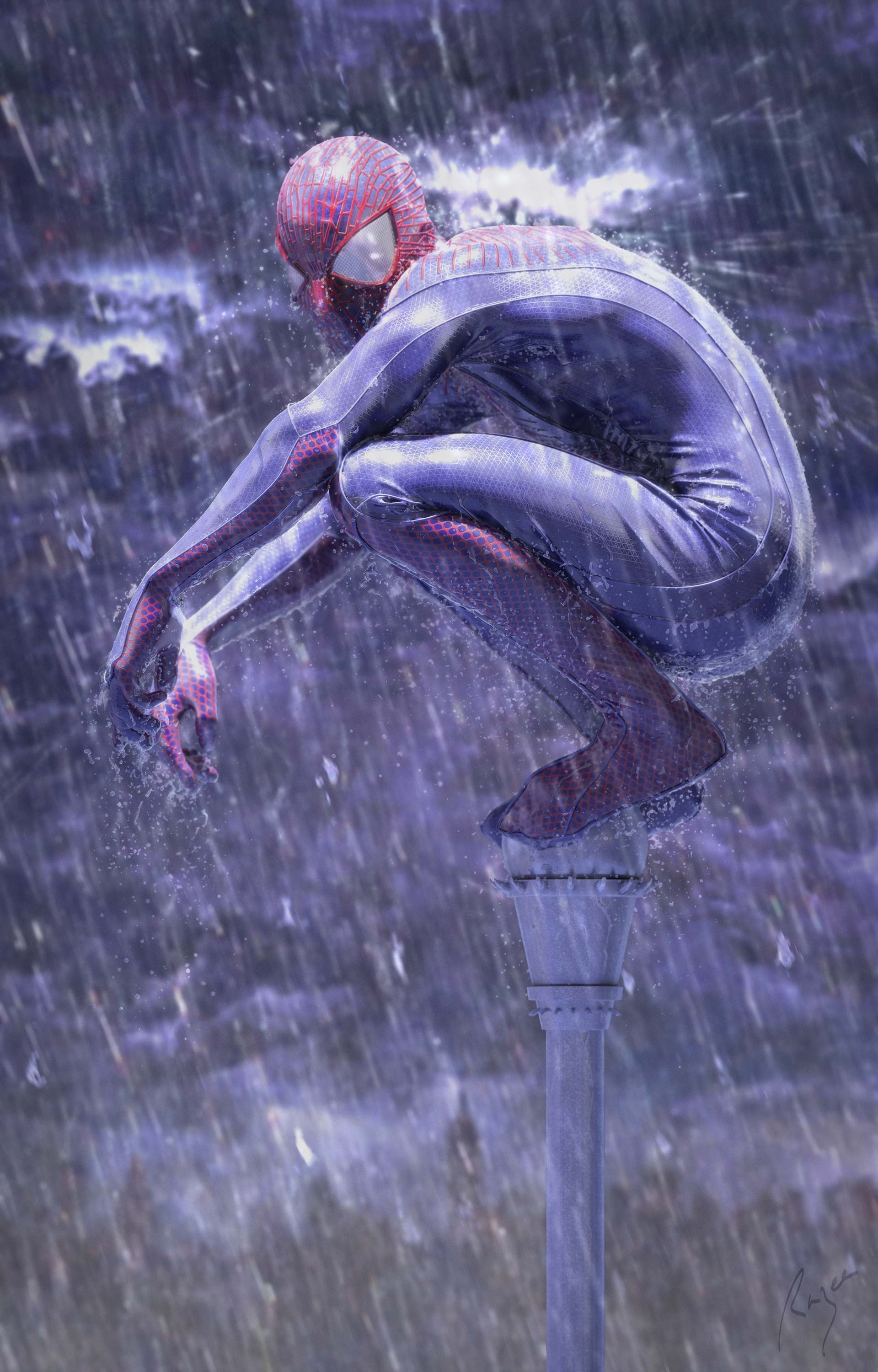 Spider Man, Rain Wallpaper