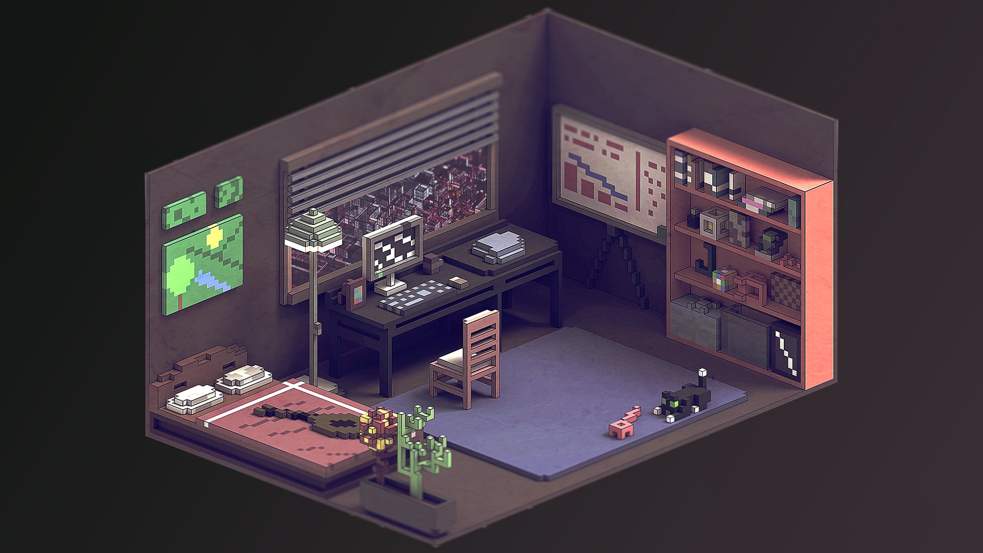 voxels, Room Wallpaper
