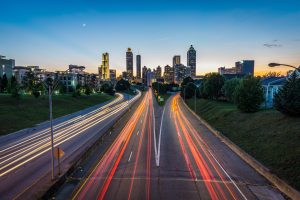 road, Lights, City, Cityscape, Atlanta, City lights, Long exposure