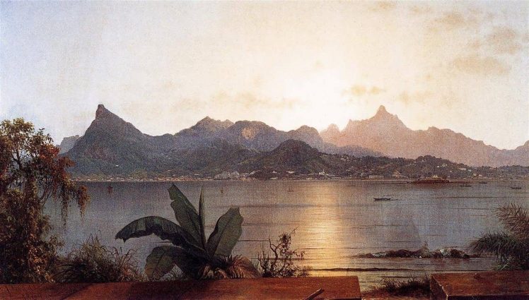 classic art, Harbor, Mountains, Sunlight, Painting HD Wallpaper Desktop Background