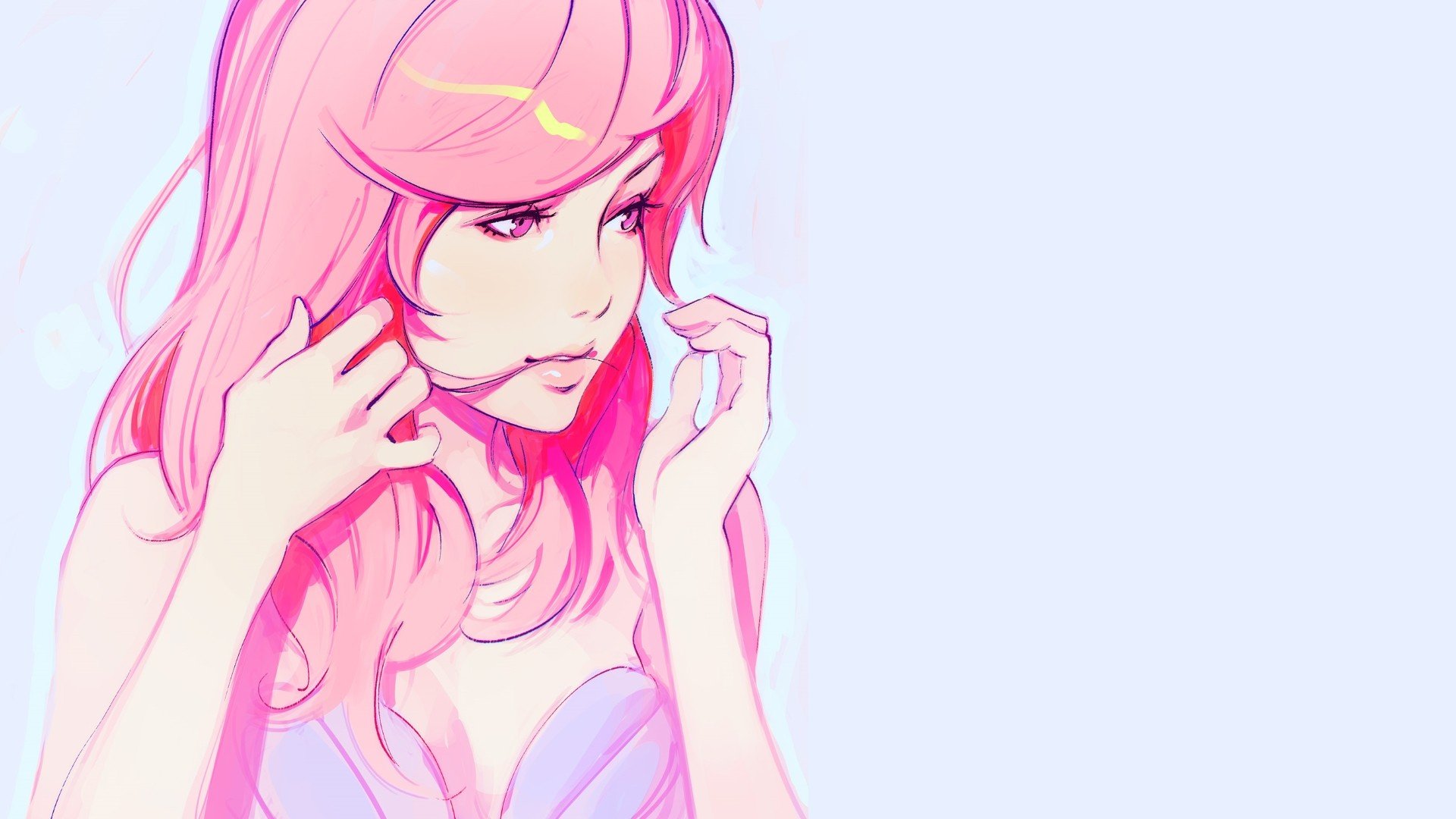Женщина с розовыми волосами аниме арт