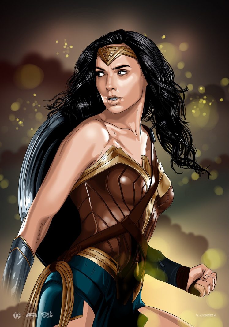 Wonder Woman, Gal Gadot, Illustration, Artwork, DC Comics, Vexel HD Wallpaper Desktop Background