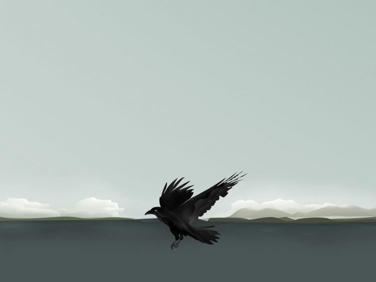 abstract, Polar night, Crow, Raven HD Wallpaper Desktop Background