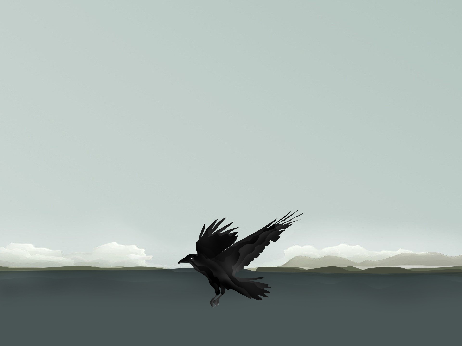 abstract, Polar night, Crow, Raven Wallpaper