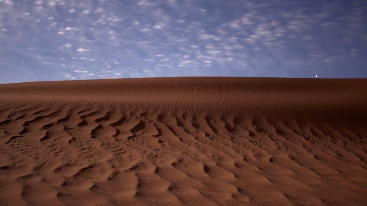 nature, Landscape, Desert, Sand, Dune, Night, Stars, Clouds, Long exposure, Blurred HD Wallpaper Desktop Background