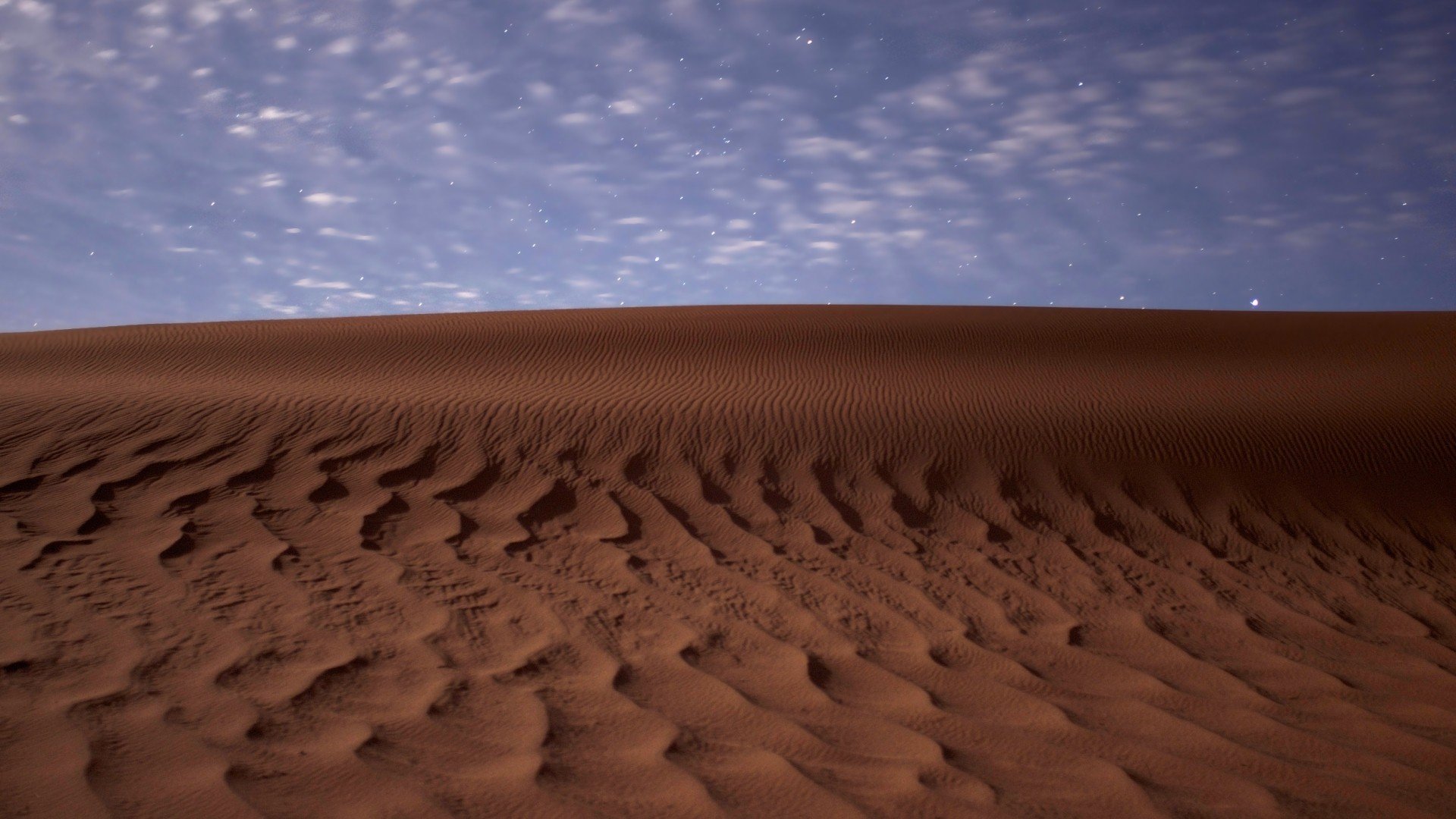 nature, Landscape, Desert, Sand, Dune, Night, Stars, Clouds, Long exposure, Blurred Wallpaper